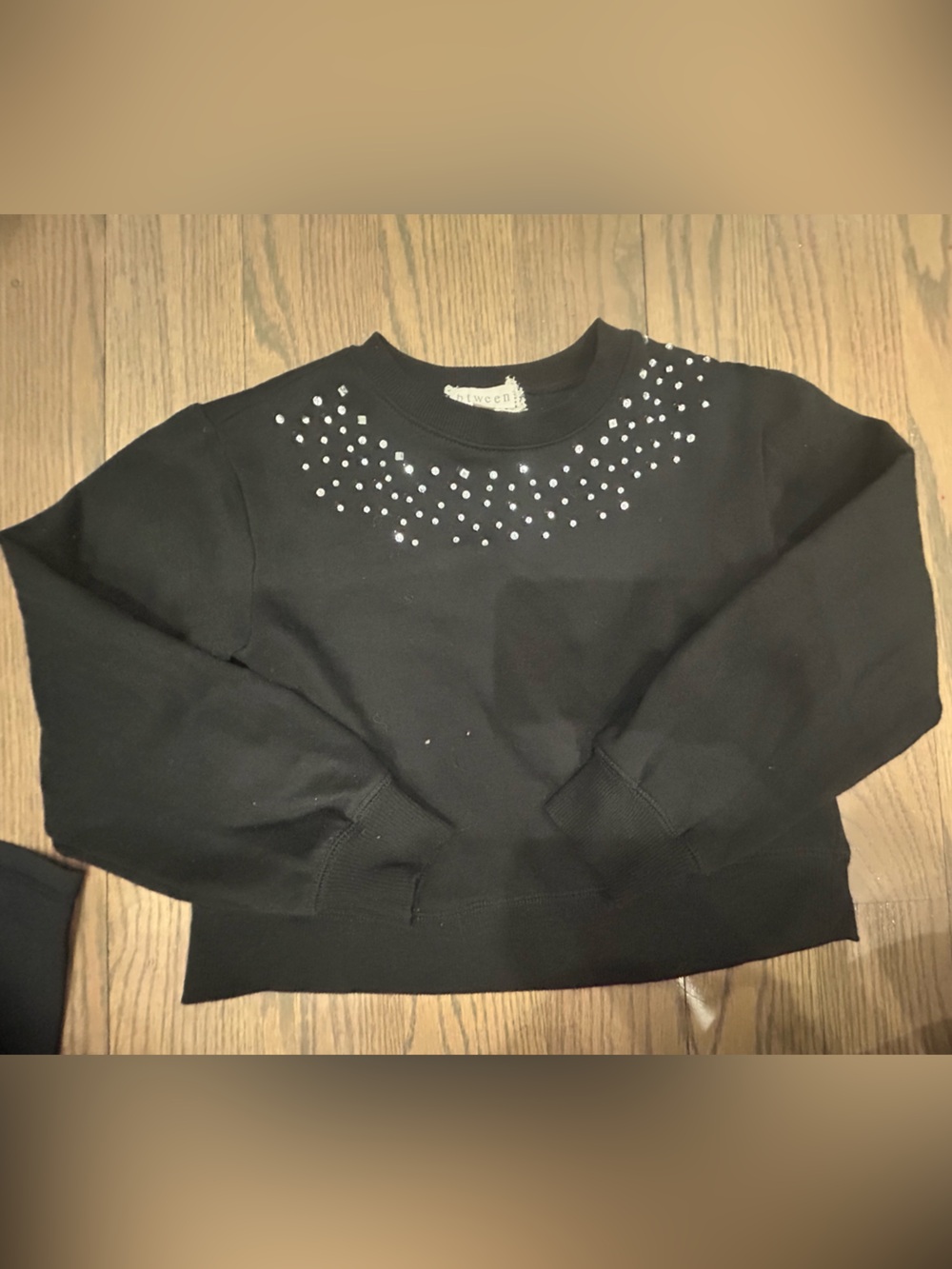 Between Girls Black Sweater Size 7 Long Sleeve Gem Collar Dressy Top